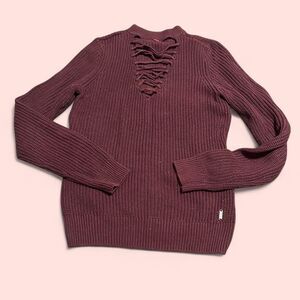Guess Burgundy lace up sweater